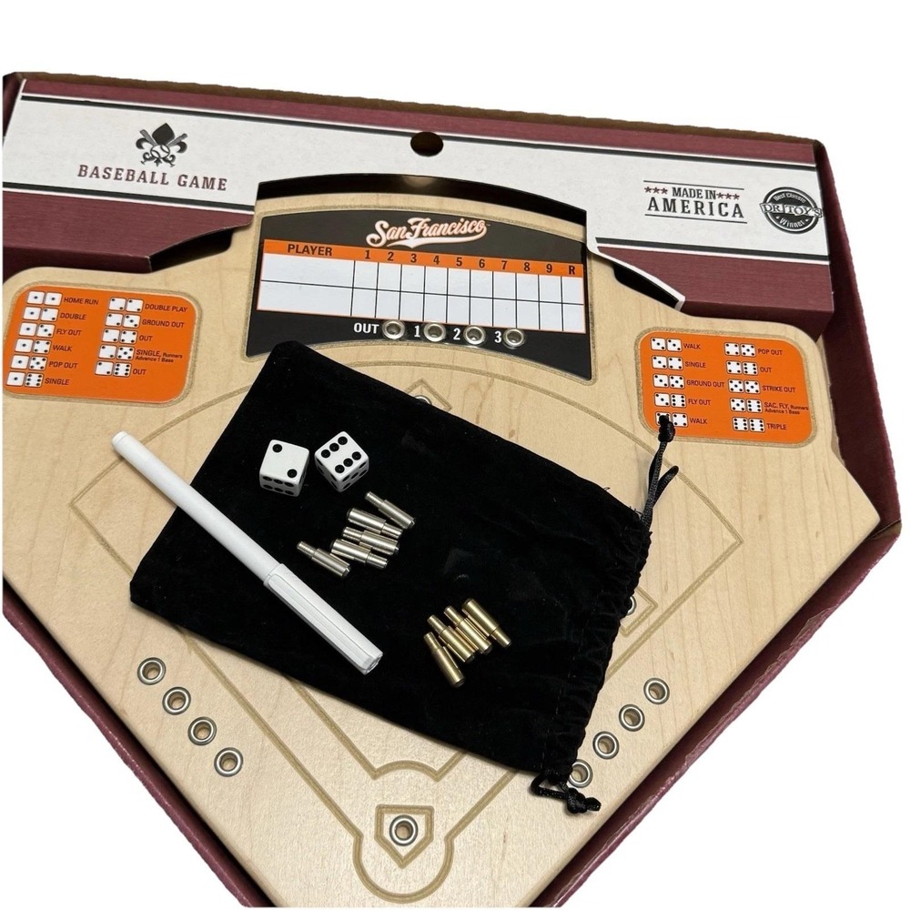 Across The Board Baseball Game San Francisco Giants Wooden Board Game Dice MLB‎